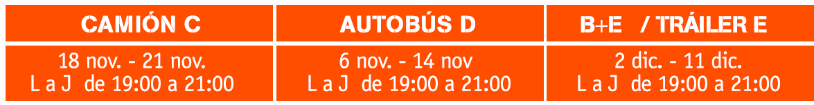 141. Calendario Curso Teórico PESADOS septiembre a octubre